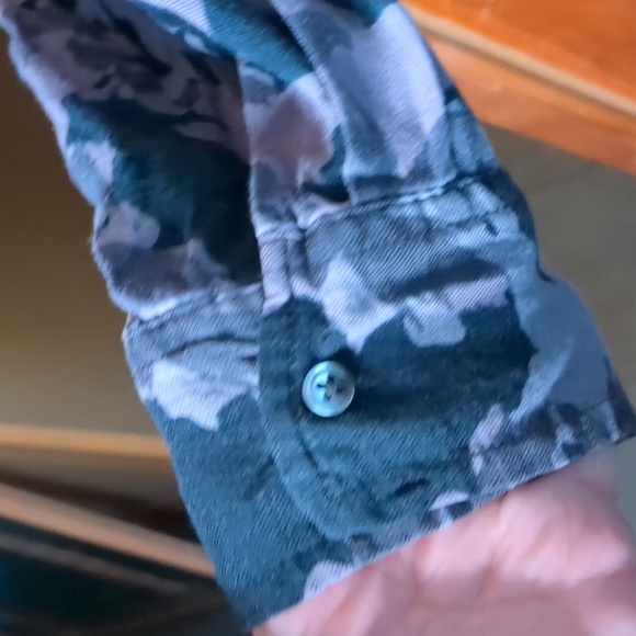 JOE FRESH+*  cotton blend long sleeve half button front collared midi dress camo - Picture 7 of 11